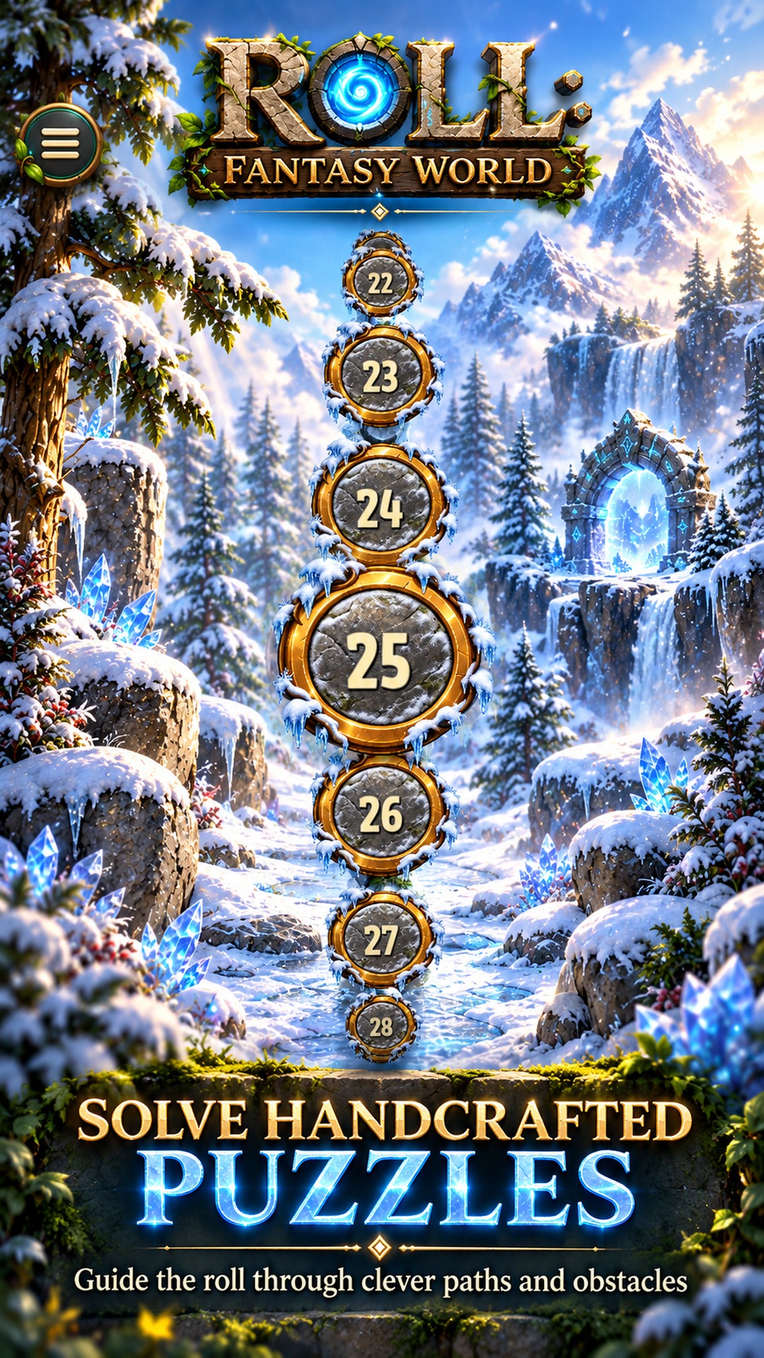Roll: Fantasy World — Solve handcrafted puzzles on the level path