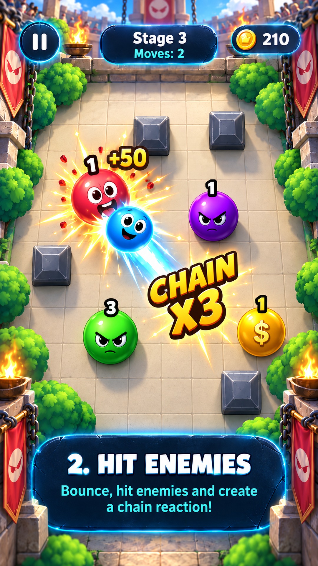 CHAIN: Silly Balls — Hit enemies, bounce through the arena and build a CHAIN x3